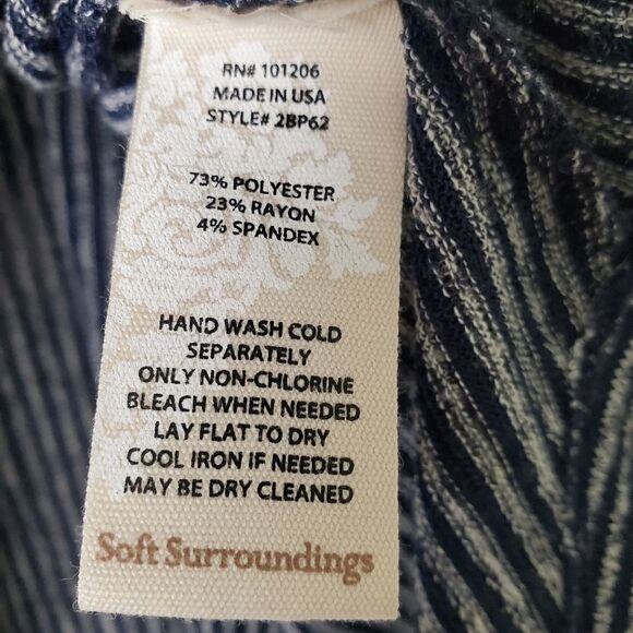 Soft Surroundings Navy Striped Short Sleeve Tee - Picture 6 of 6